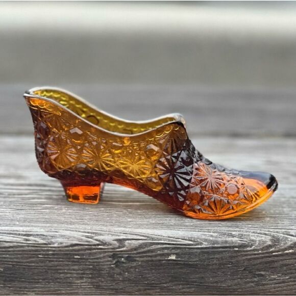 Vintage Amber Victorian Shoe Boot - Picture 1 of 12